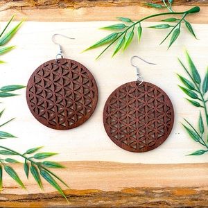 Wood Flower of Life Earrings - Jewelry